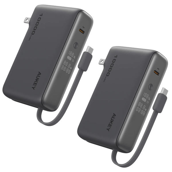 2-Pk Aukey MixFlex Sling 30W PD 10,000mAh Foldable Wall Power Banks (Black) $25 + Free S&H