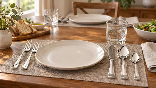 Kitchinox Georgetown 45-Piece Mirrored Stainless Flatware Set