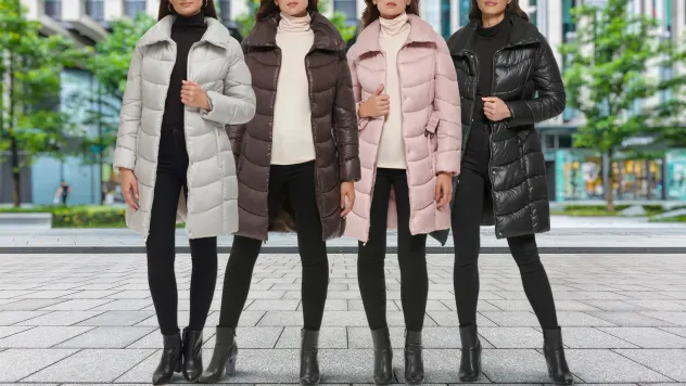 Kenneth Cole Longline Belted Puffer Jacket with Funnel Neck