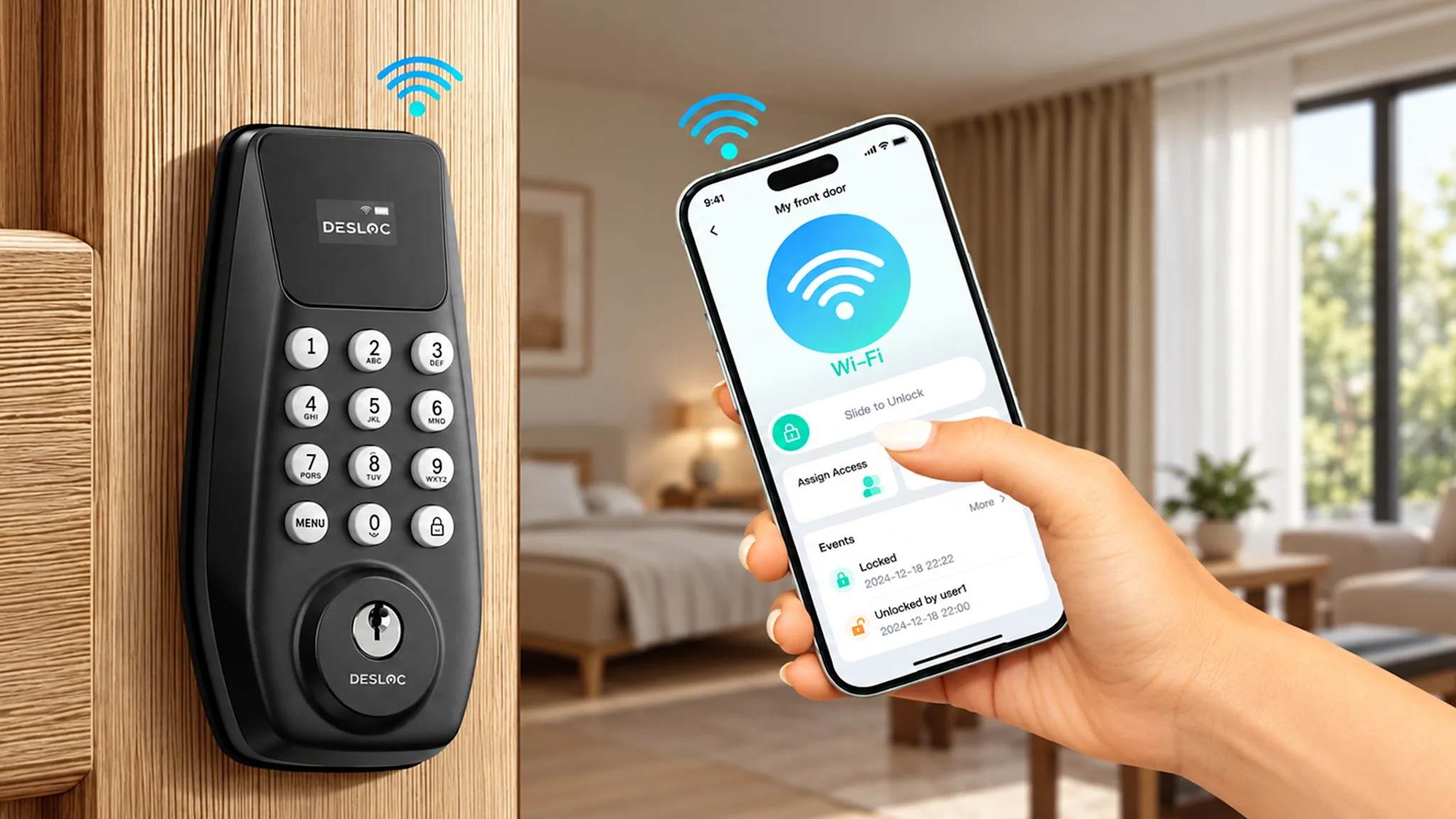 DESLOC C100 Plus Keyless Smart Deadbolt with Passcode & App Control