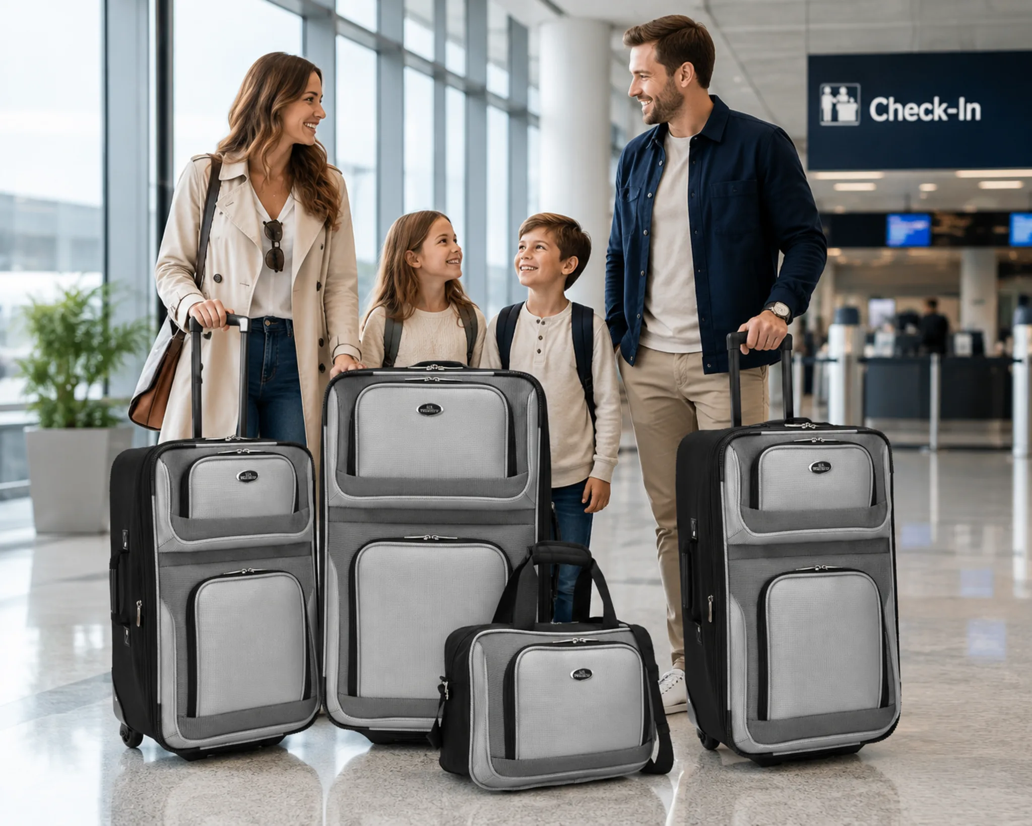 U.S. Traveler New Yorker 4-Piece Lightweight Expandable Rolling Luggage Set