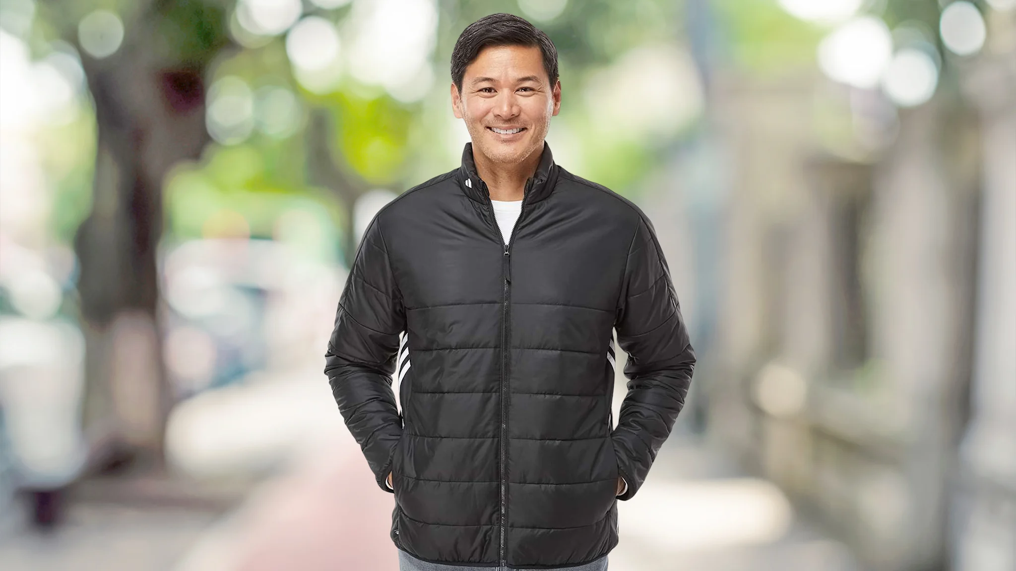 Adidas Men's 3-Stripes Full-Zip Puffer Jacket