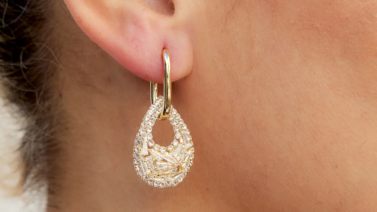 Savvy Cie Pave Teardrop Dangle Earrings