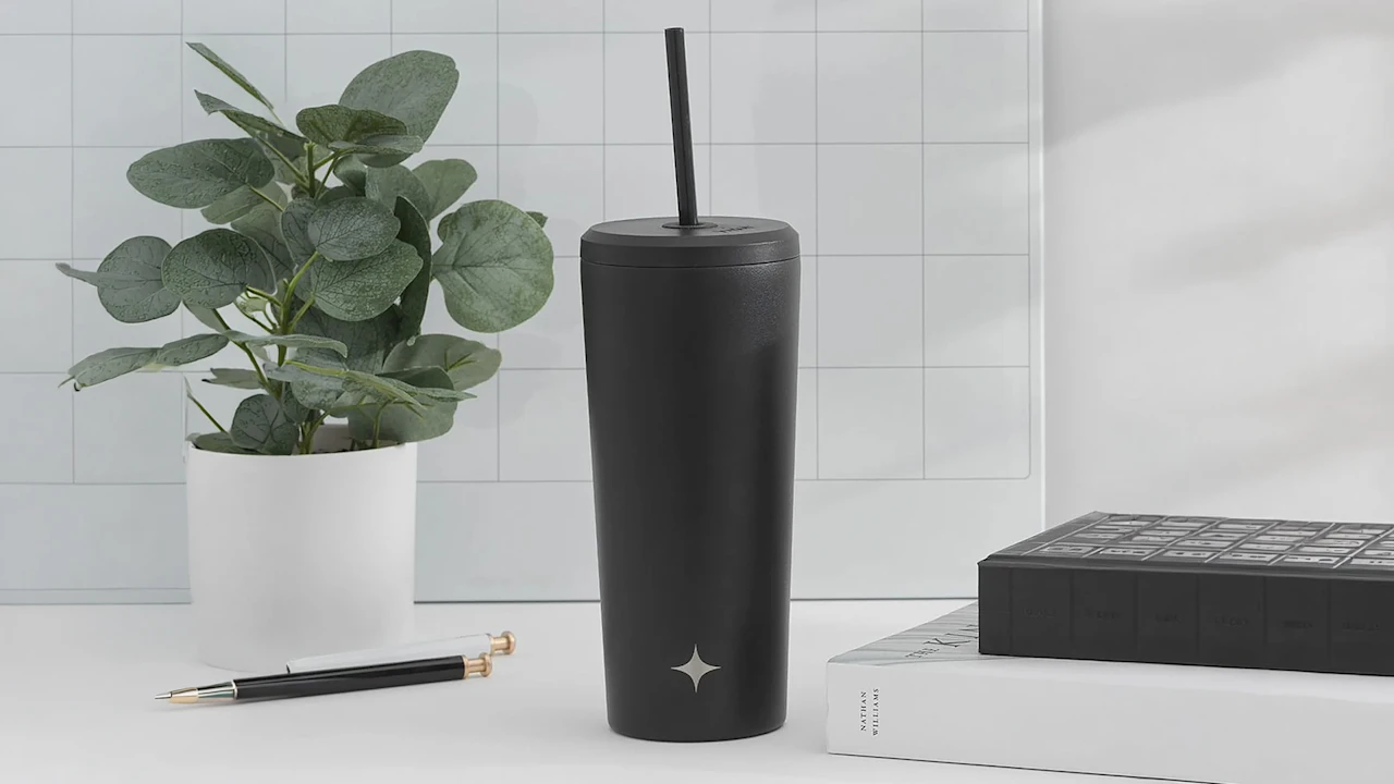 2-Pack: JoyJolt 20oz Vacuum Insulated Tumblers with Straw & Flip Lids