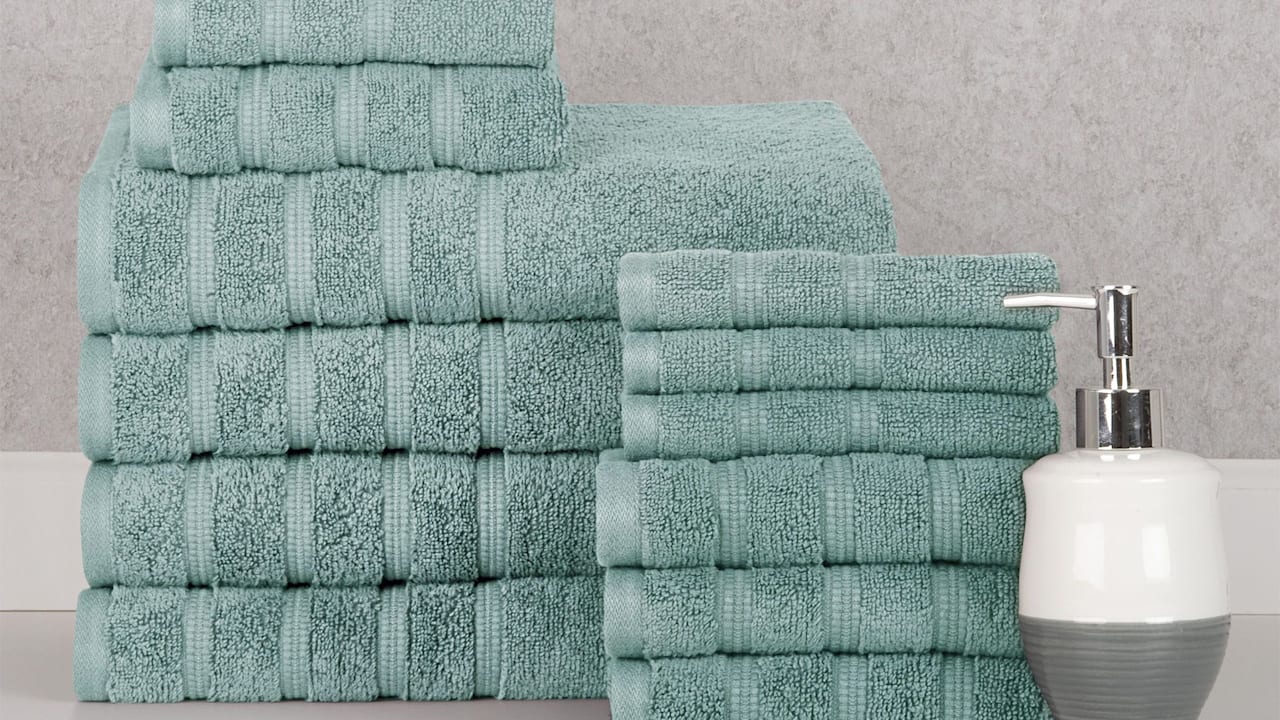 Bibb Home 12-Piece Zero Twist Egyptian Cotton Towel Set
