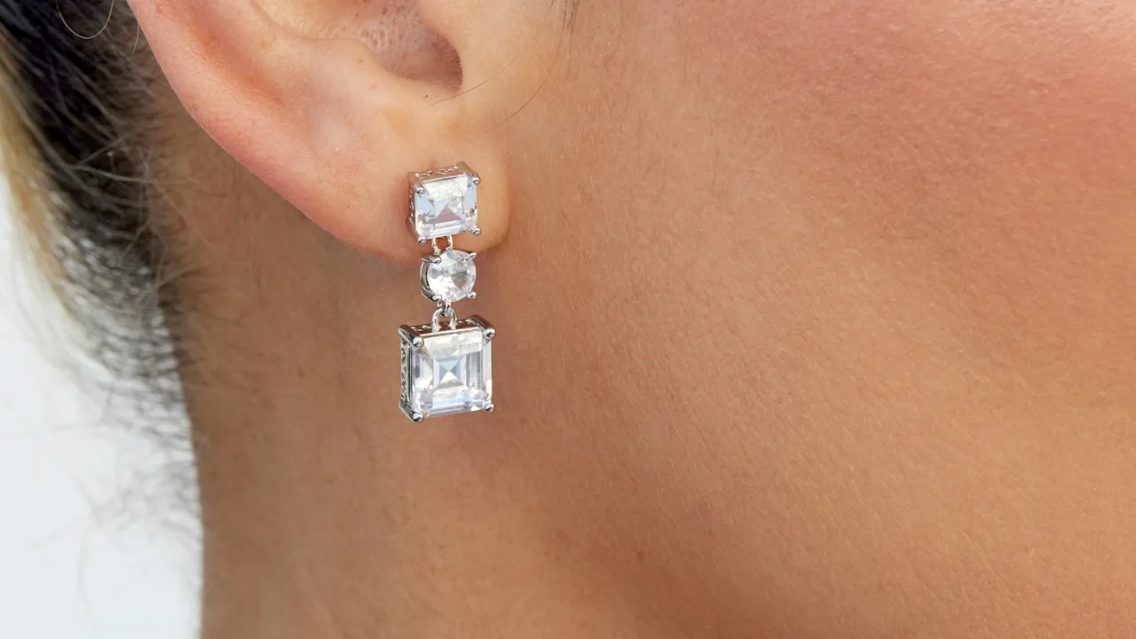 Savvy Cie Step Cut Cubic Zirconia drop Earrings