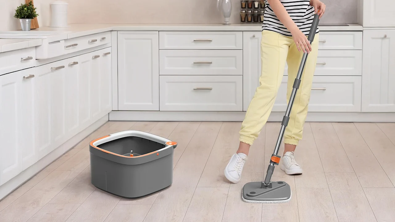 Spin Mop and Bucket Set with Separate Dirty Water System