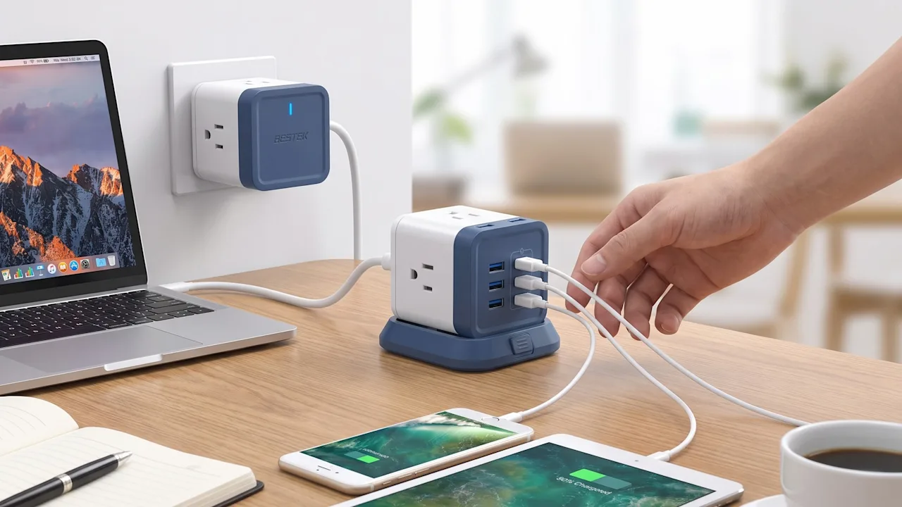 Bestek Cube 3-Outlet Travel Power Strip