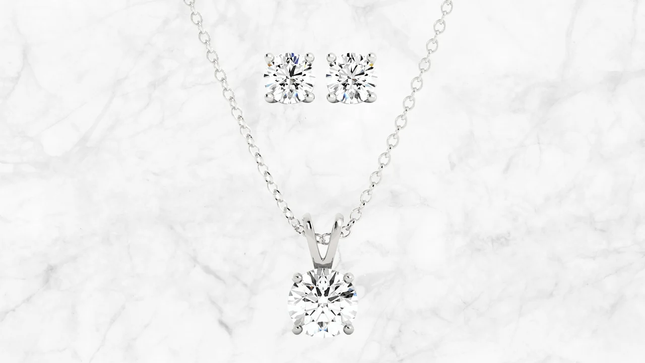 Voss+Agin 3 Carat TW Moissanite Stud Earrings & Necklace Set