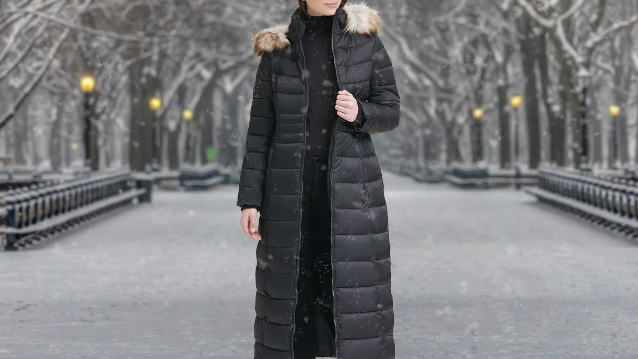 Kenneth Cole Faux Fur Trim Hooded Down Puffer Maxi Coat