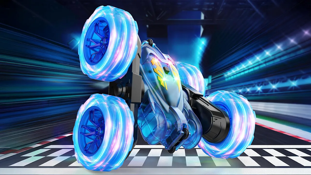 RacingFun Remote Control Swing Stunt Double-Sided Car with Light 2.4G