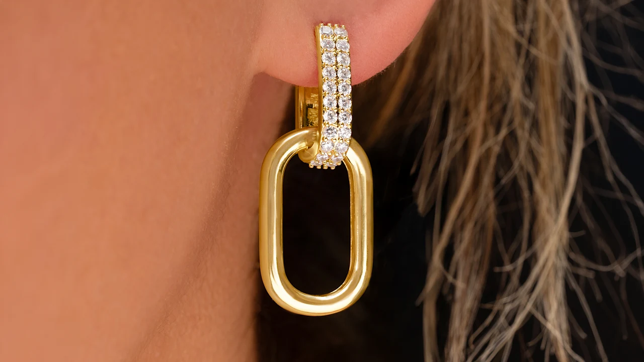 Martha Stewart Luna Gold Drop Earrings With Crystals