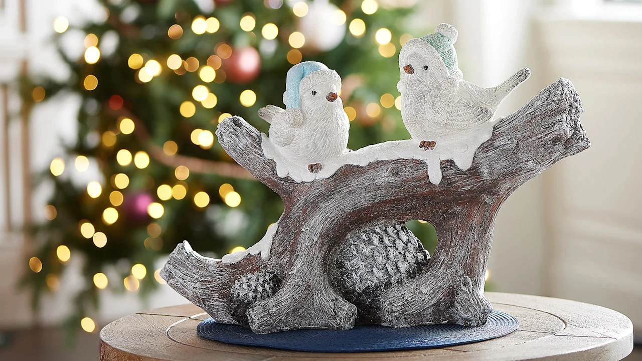 Kringle Express Branch with Two Birds Figure (20" x 13.5" x 7")