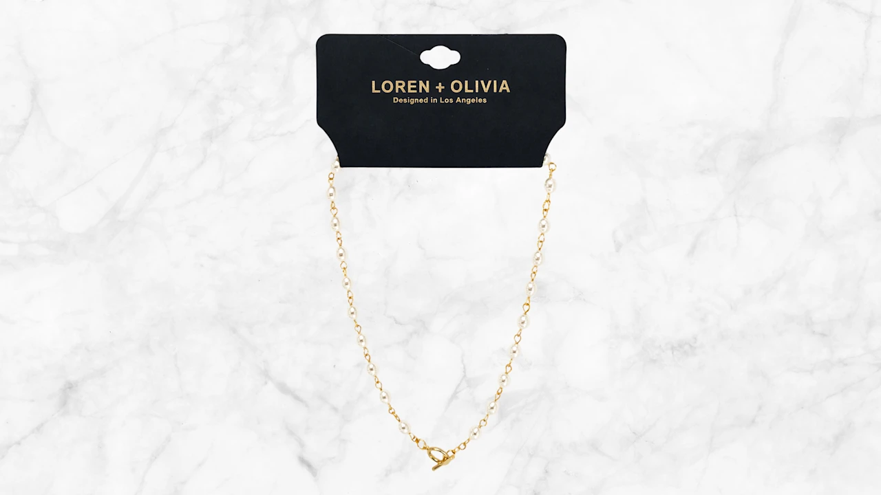 LOREN + OLIVIA Pearl & Link Necklace