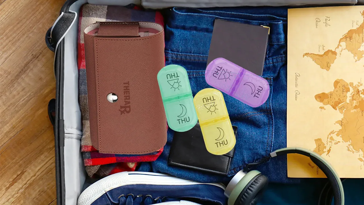TheraRx Weekly Pill Organizer with PU Leather Case
