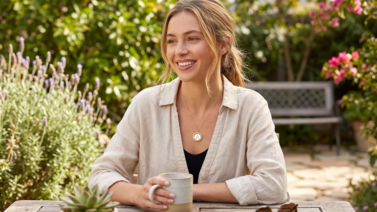 Savvy Cie Mother of Pearl Rotating Initial Necklace