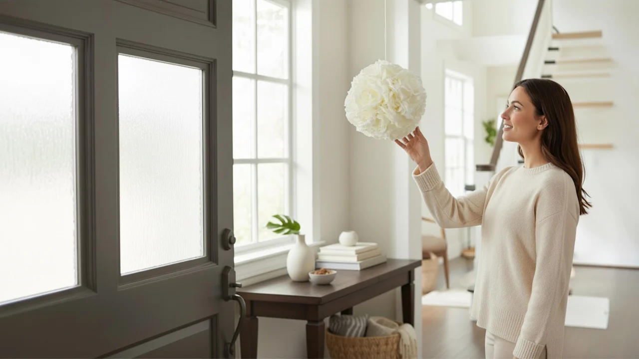 The Glittered White Rose Hanging Spheres