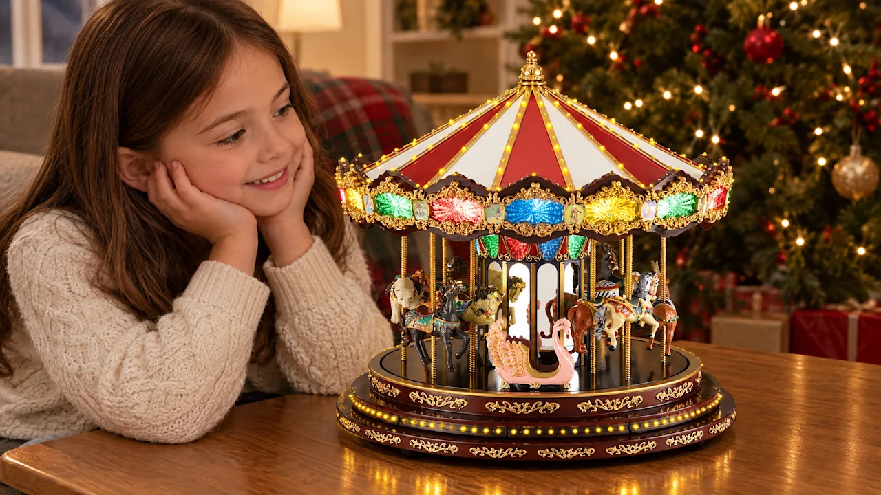 Mr. Christmas Marquee Deluxe Carousel Musical Animated Christmas Decoration