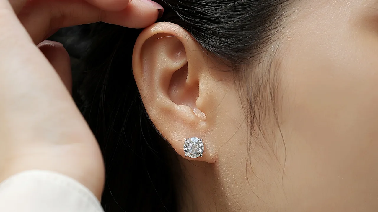 Saffron Moissanite Diamond Stud Earrings
