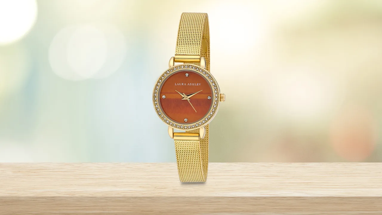 Laura Ashley Women's Gemstone Dial Mesh Strap Watch