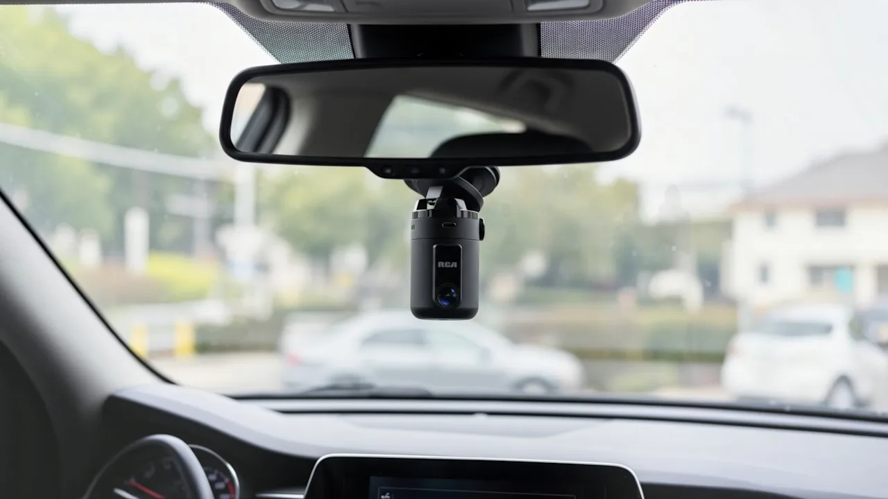 RCA 360 Degree Viewing Dash Cam with Voice Controlled Camera Aiming