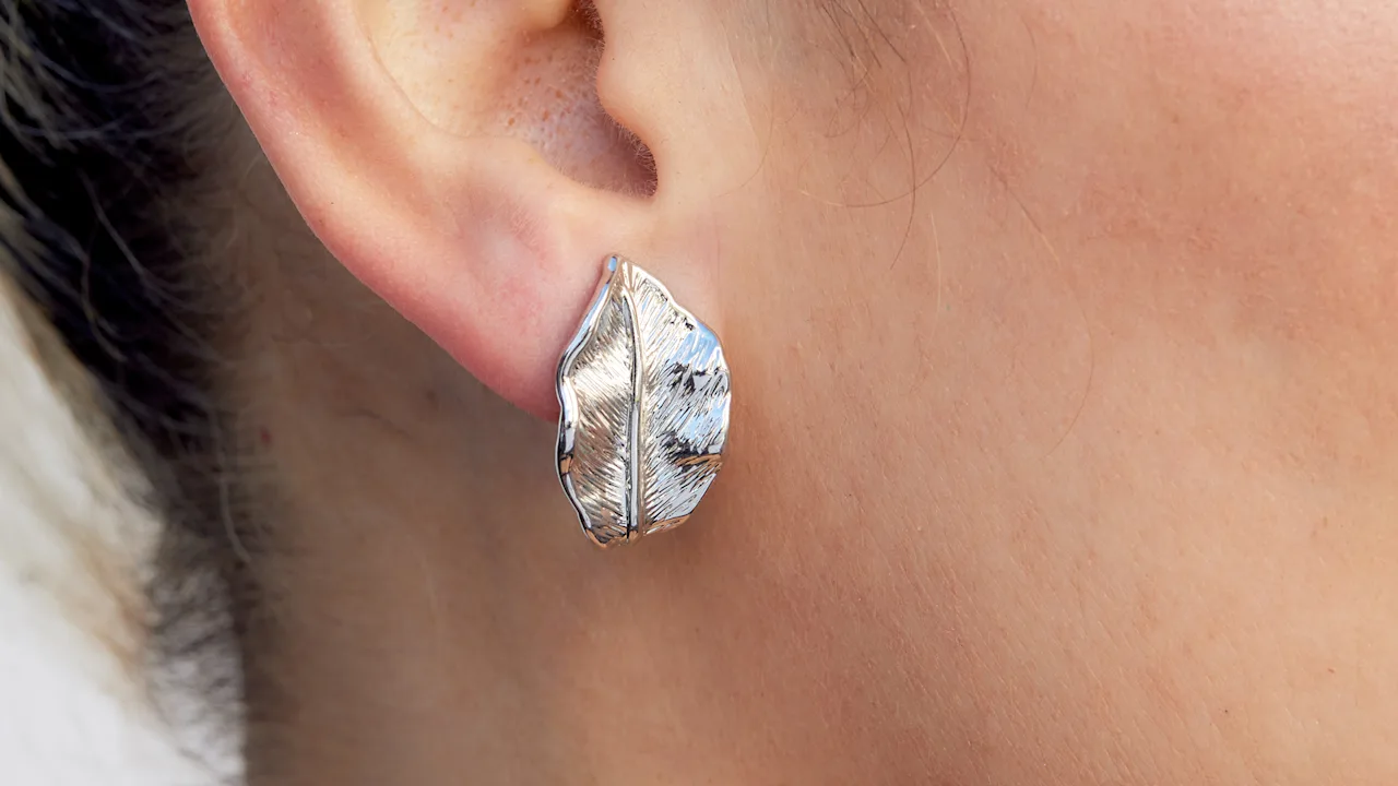 Savvy Cie Leaf Hoop Earrings