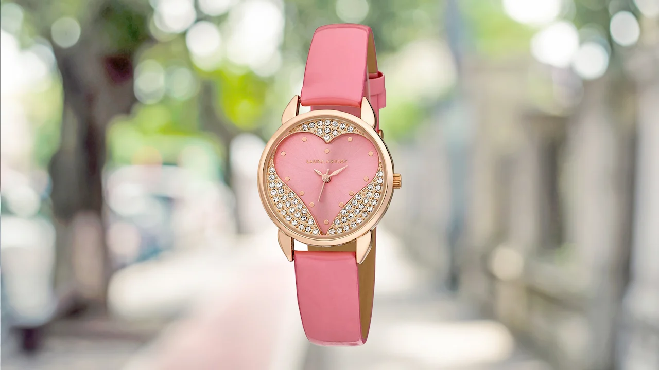 Laura Ashley Open Heart Patent Strap Watch