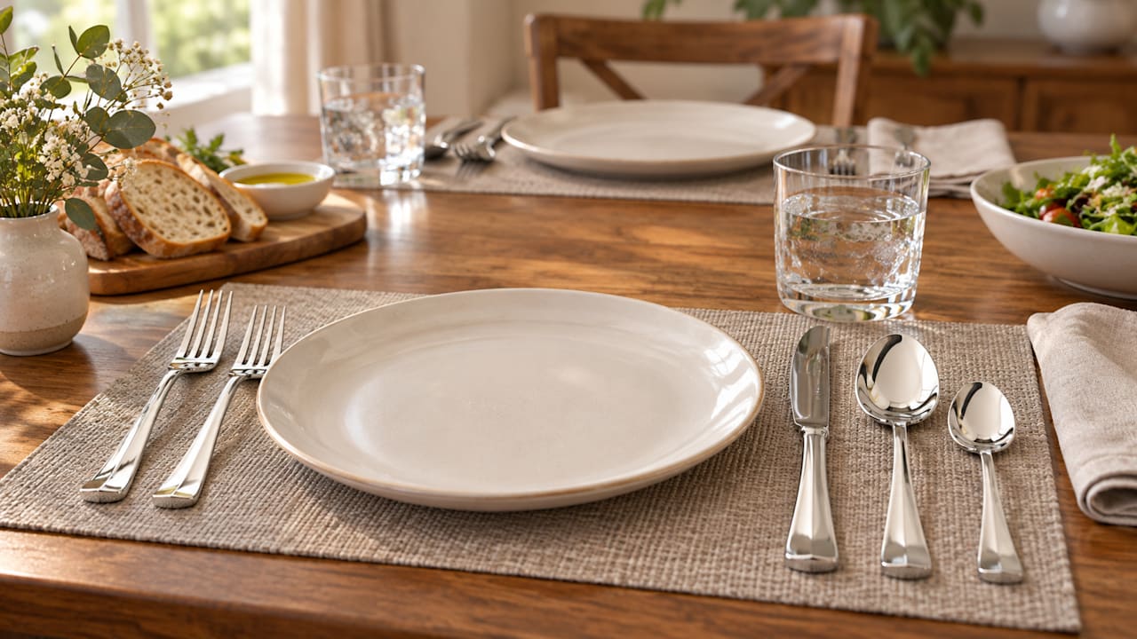 Kitchinox Georgetown 45-Piece Mirrored Stainless Flatware Set