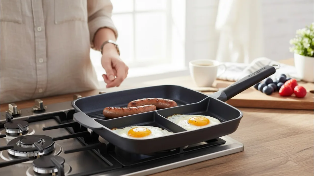 MasterPan Nonstick 3-Section 11" Grill & Griddle Skillet