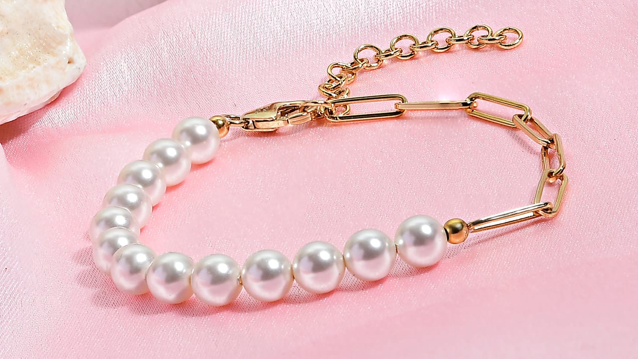D'Joy Pearl Fancy 6.5" Bracelet in 18K Vermeil Yellow Gold Over Sterling Silver