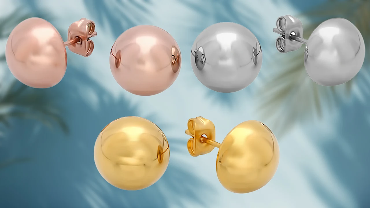 Steeltime Assorted 18k Gold Plated Ball Stud Earrings