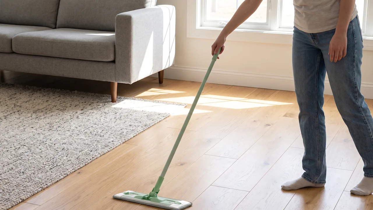 J&V Textiles 2-in-1 Dry & Wet Sweeper Mop Set with Handle