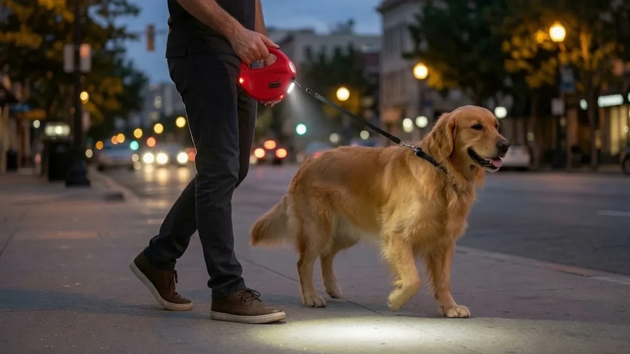 The Illuminated Retractable Dog Leash