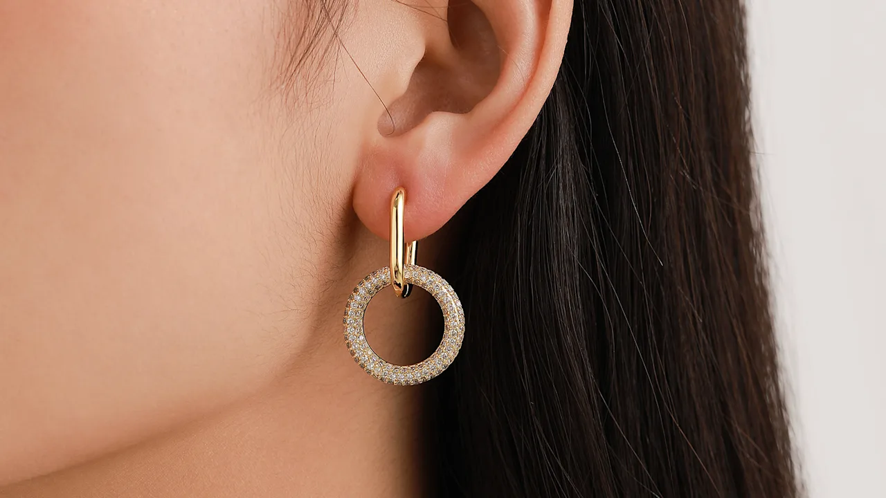 Rachel Glauber Ethereal Glow Circle Drop Earrings