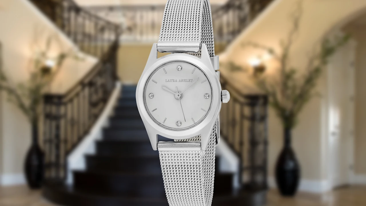 Laura Ashley Women's Round Mini Mesh EZ Reader Watch