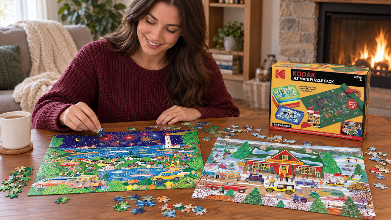 The Two-Season Folk-Art Puzzle Pair and Accessory Kit
