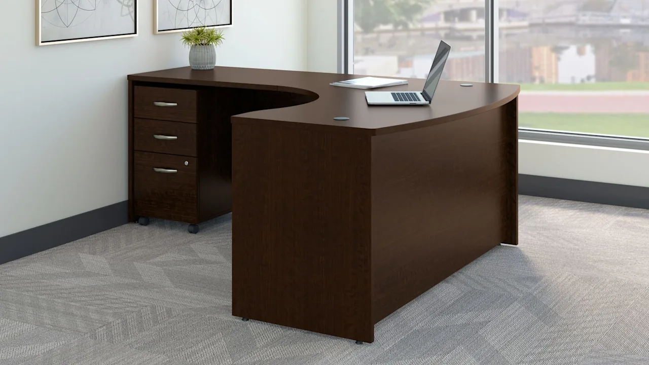 Series C Left Handed L Shaped Desk with Mobile File Cabinet