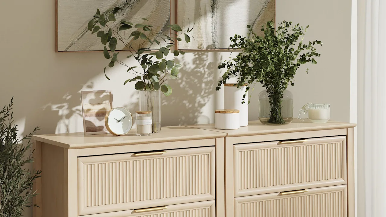 2-Pack: Camille Fluted 3 Drawer Dresser