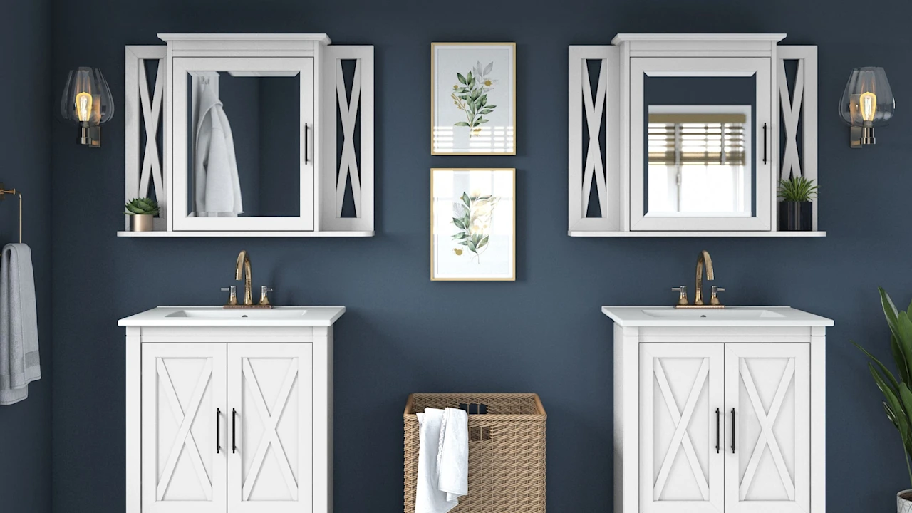 2-Pack: Key West 48W Vanity Set with Sinks and Medicine Cabinets in White Ash