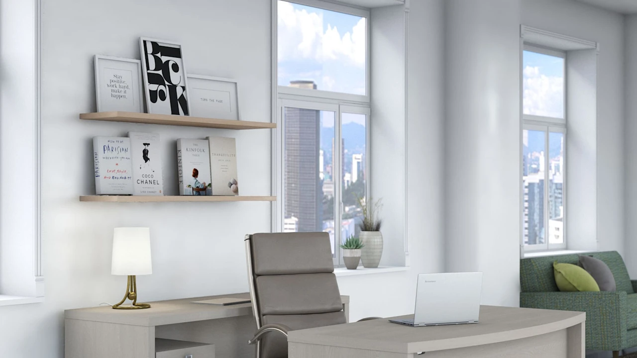 Echo Bow Front Desk and Credenza with Mobile File Cabinet