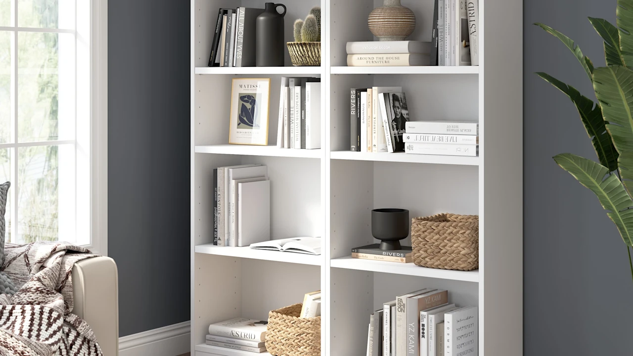 2-Pack: Universal 25W Tall 5 Shelf Bookcase