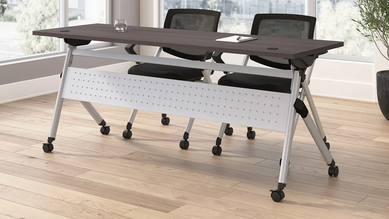 Envision 72W Folding Training Table and 2 Folding Chairs with Arms