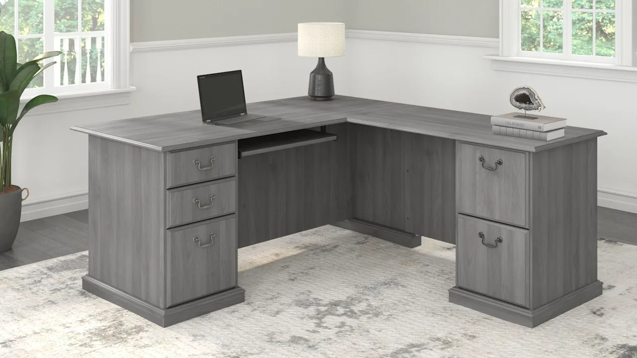 Saratoga L Shaped Computer Desk with Drawers