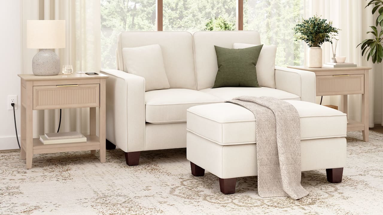 2-Pack: Camille Fluted End Table with Drawer & Built-in Charging