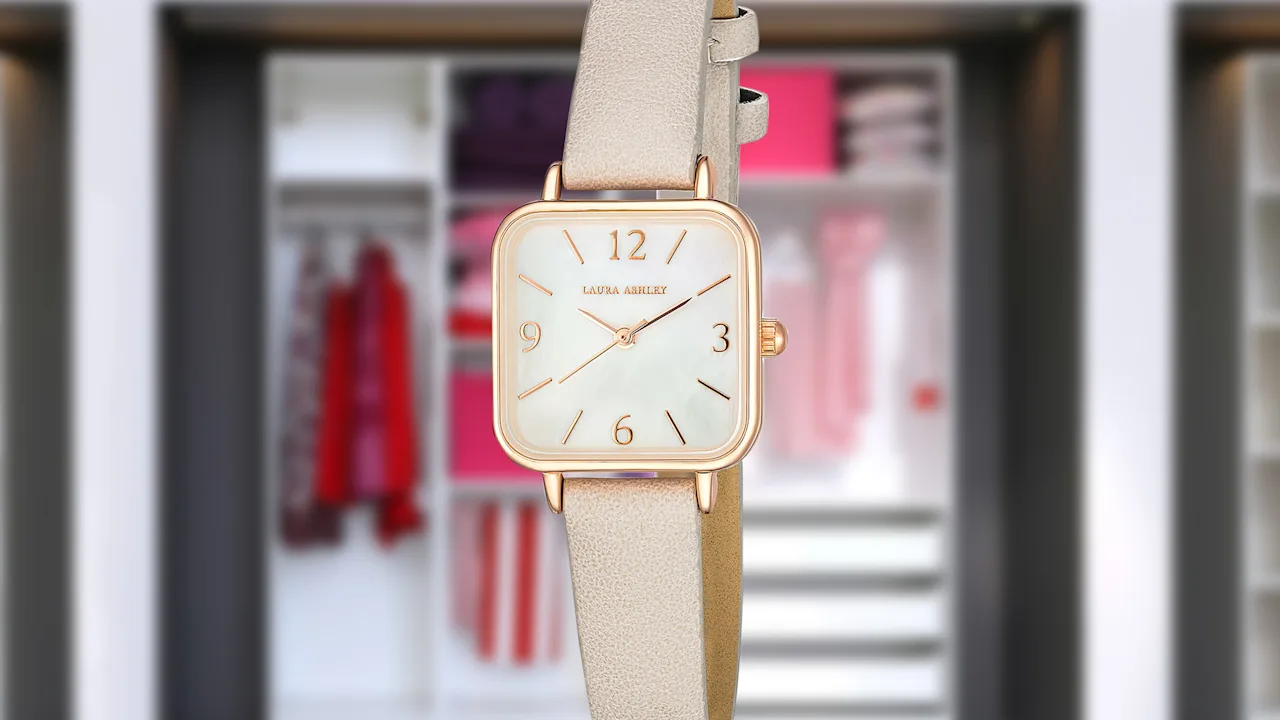 Laura Ashley Women's Square Case Vegan Leather Strap Watch