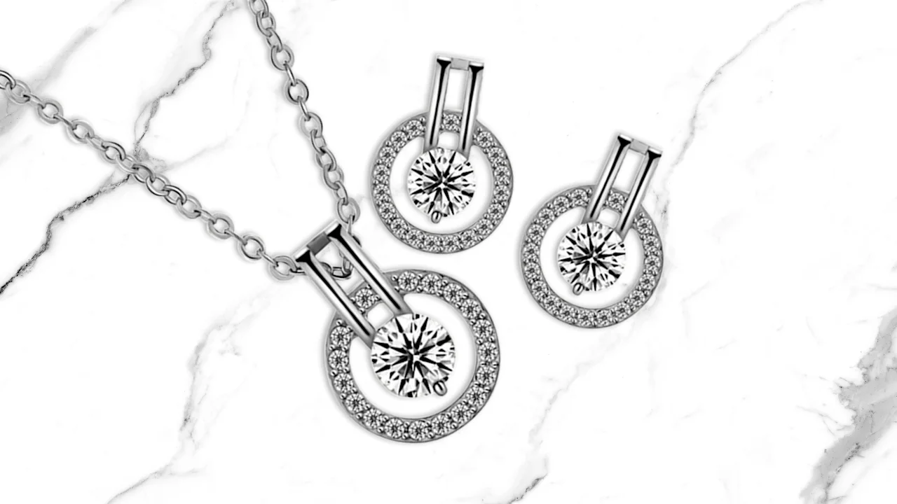 Hollywood Sensation Cubic Zirconia 18K Gold Plated Necklace & Earring Set