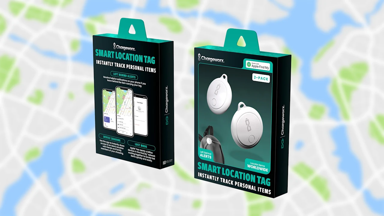 2-Pack: ChargeWorx Smart Locator Tags with Find My Capability