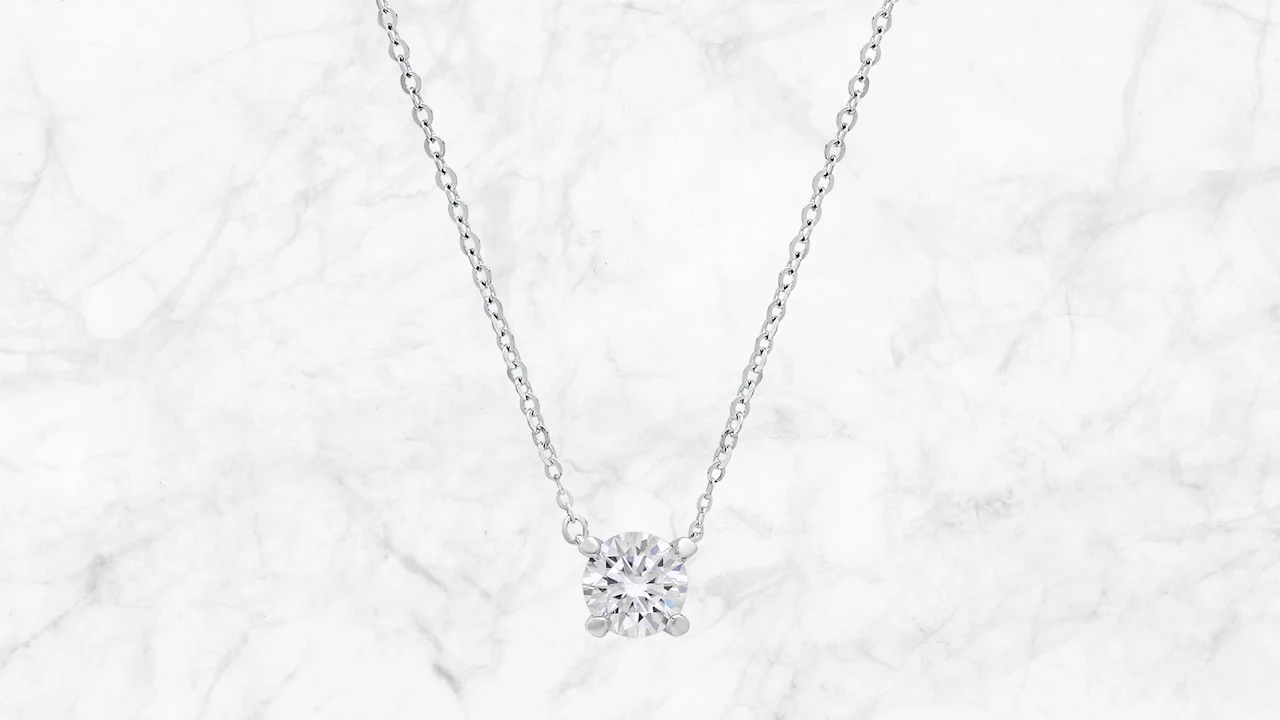Saffron 0.5 Carat TW Moissanite Pendant Sterling Silver Necklace
