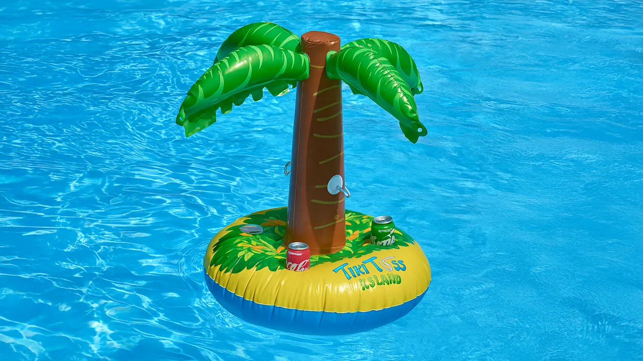 Inflatable Palm Tree Island with 4 Plastic Cup Holders