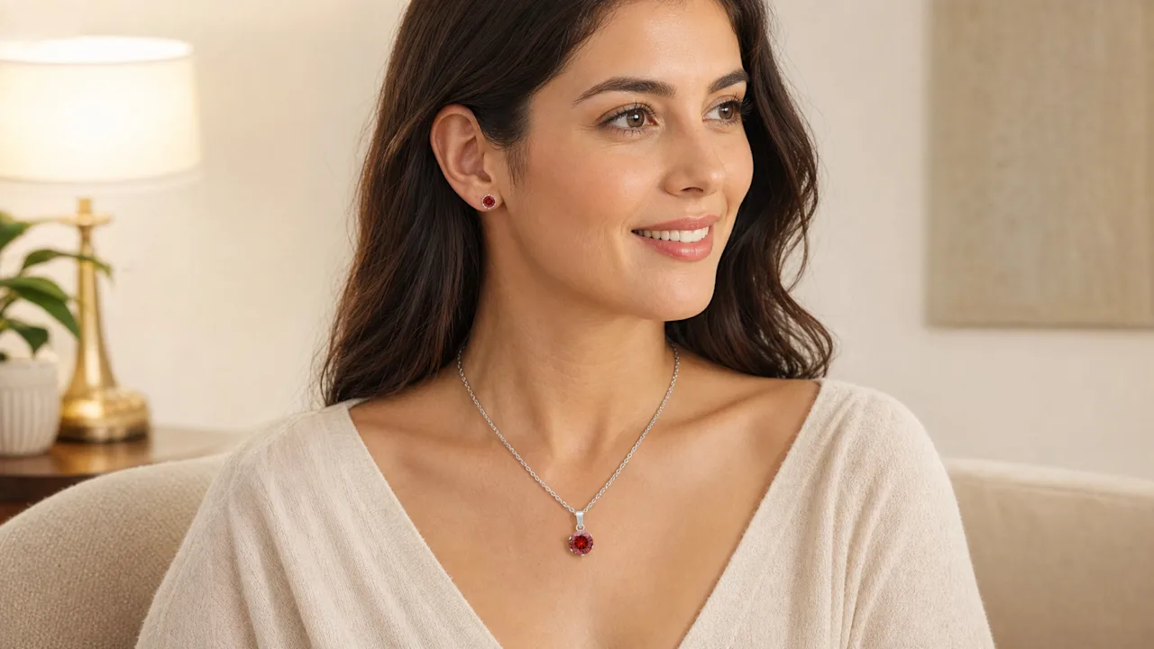 Saffron Stainless Steel Cubic Zirconia Necklace & Stud Earring Set